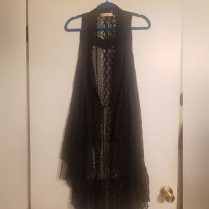Long Black lace vest